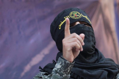 GAZA CITY, GAZA - MAY 21: Abu Hamza, a spokesman for Saraya al-Quds Brigades, the armed wing of Islamic Jihad group, holds a press conference in Gaza City, Gaza on May 21, 2021. (Photo by Mustafa Hassona/Anadolu Agency via Getty Images)