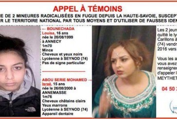 Appel à temoins  : 2 adolescentes recherchées en  France  prêtent  à rejoindre Daesch en Syrie