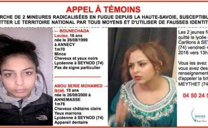 Appel à temoins  : 2 adolescentes recherchées en  France  prêtent  à rejoindre Daesch en Syrie